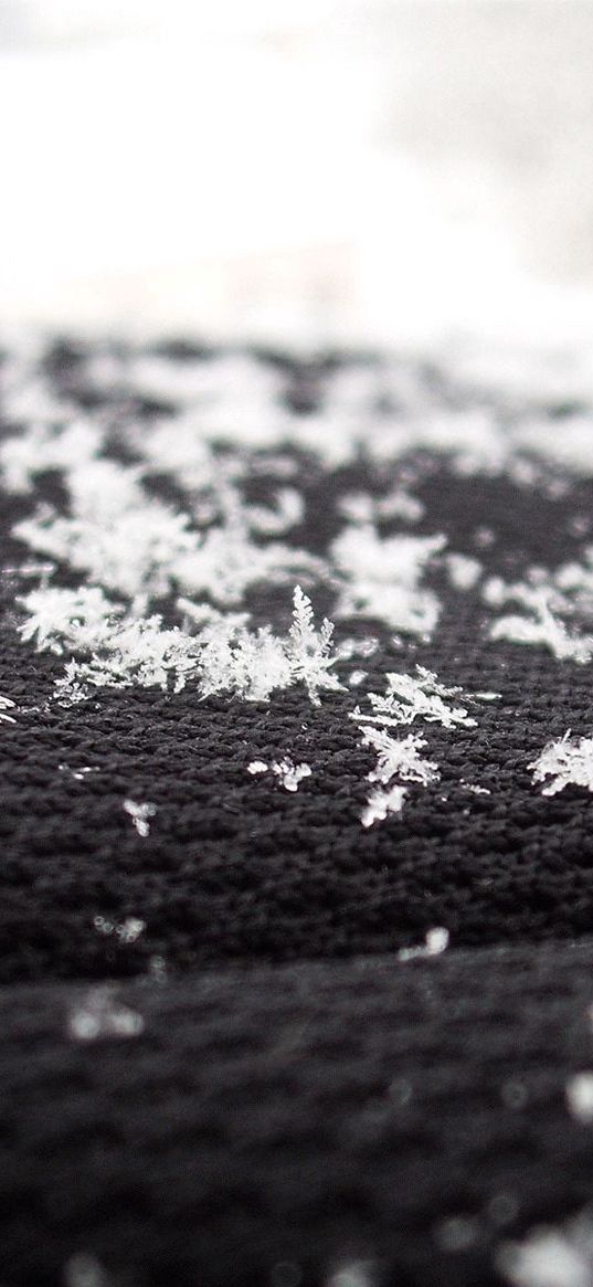 snow, surface, flakes, black, white