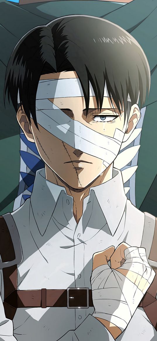 levi ackerman, attack on titan, anime, character, bandages, cloak