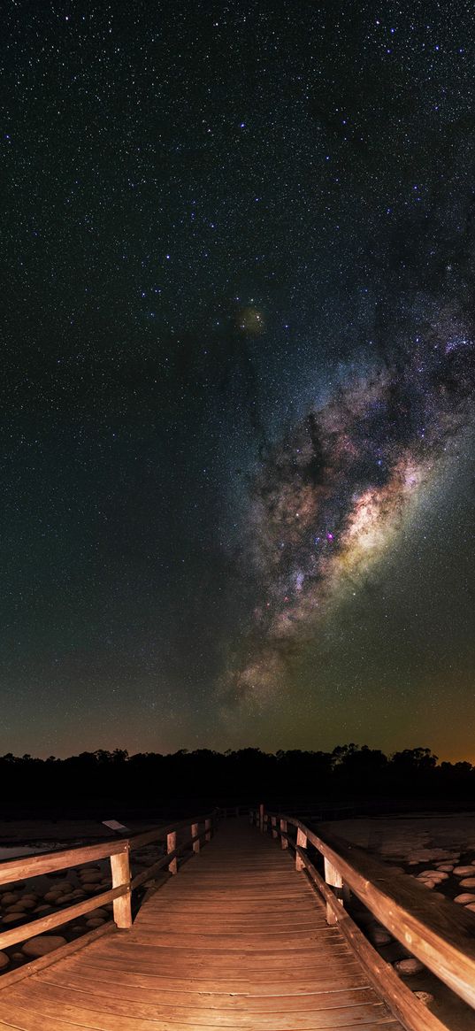 harbor, milky way, nebula, starry sky