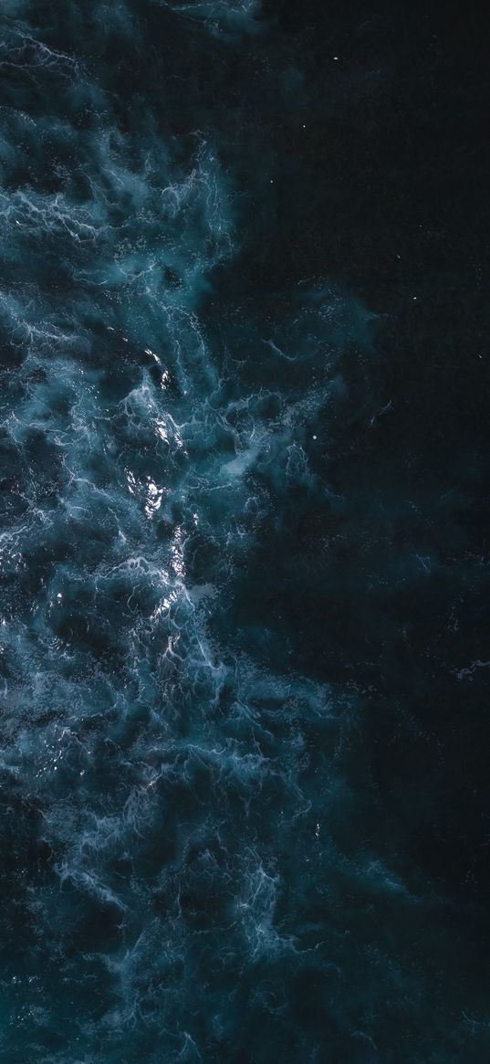 sea, blue, dark, foam, nature