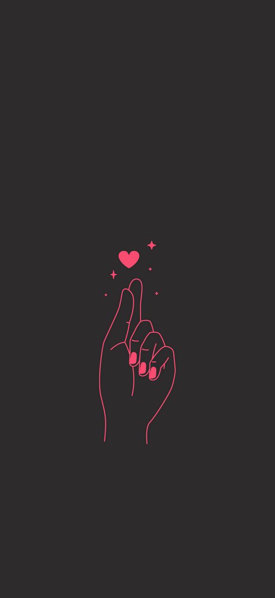 hand, heart, pink, dark, minimalism