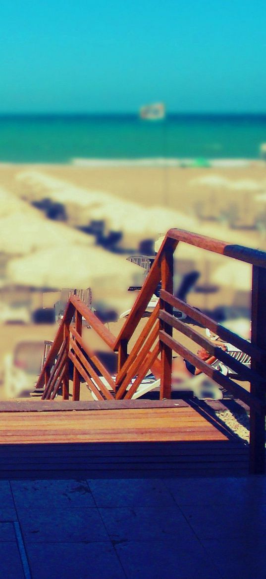 beach, stairs, chairs, sand, sun