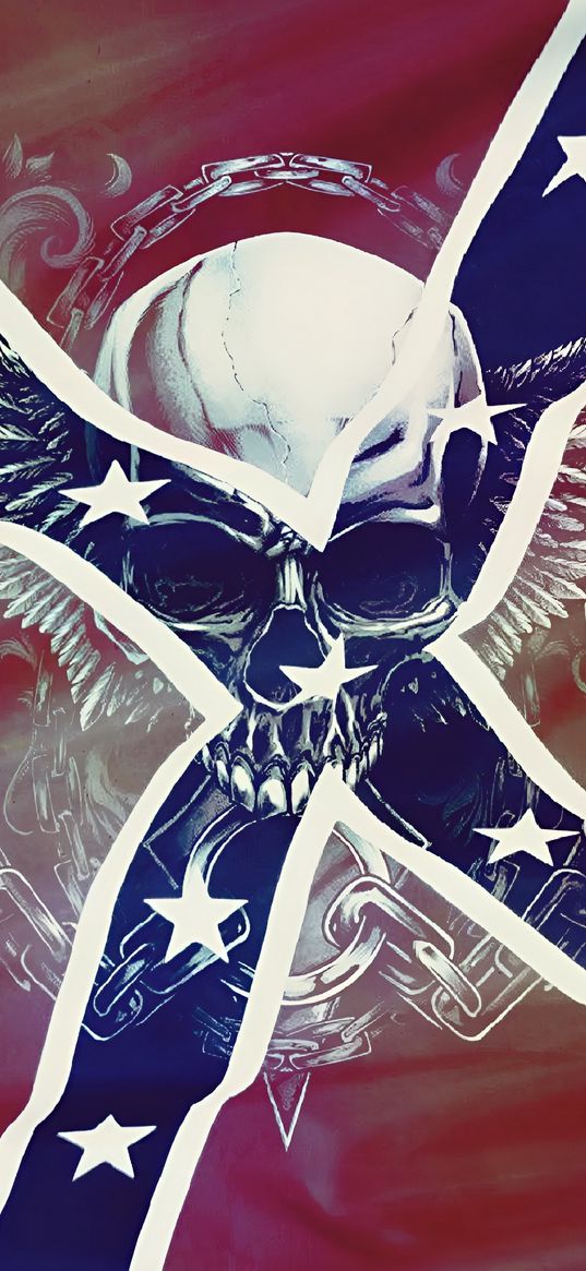 flag, skull, american, usa, art