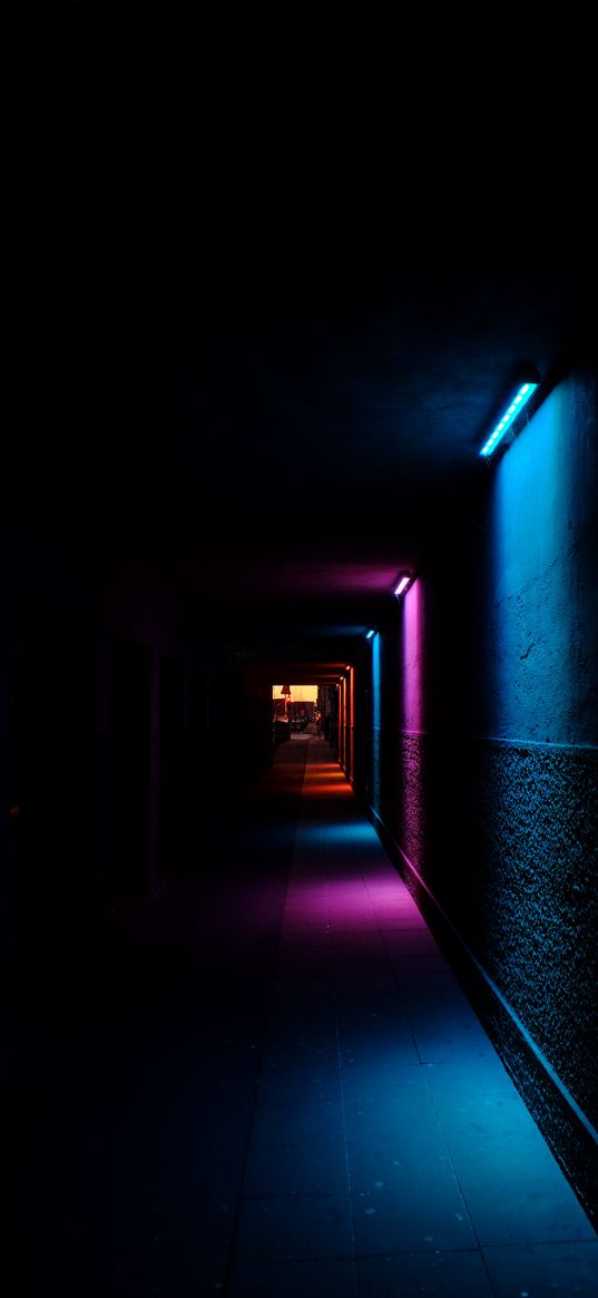 tunnel, corridor, glow, dark