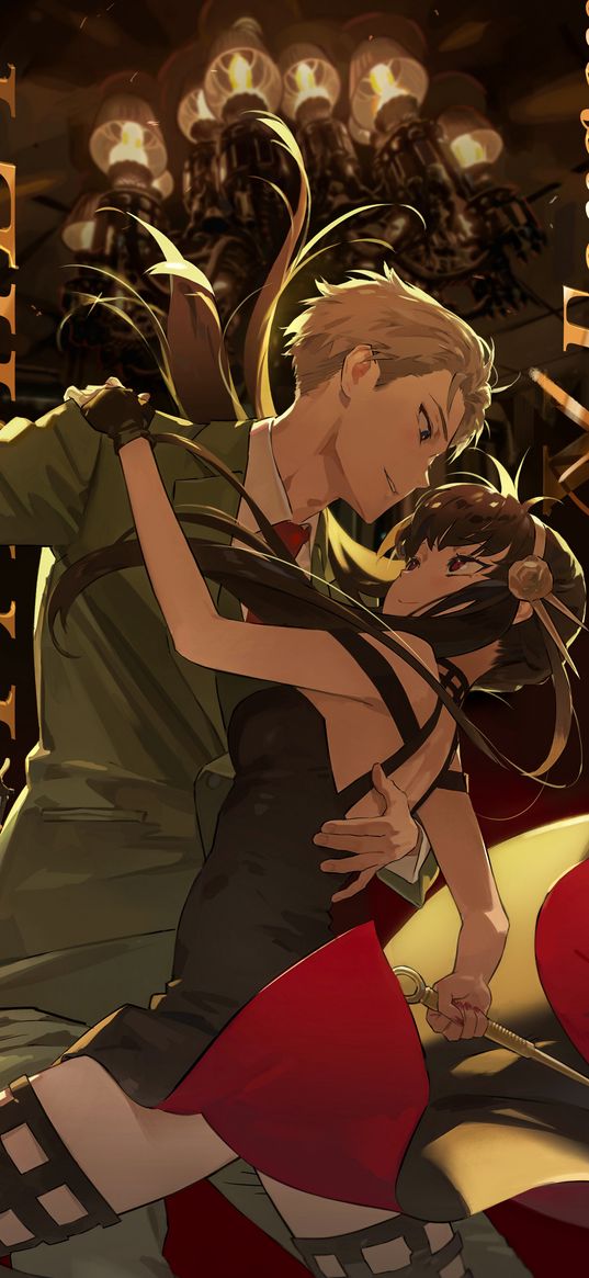 yor forger, loid forger, spy x family, anime, couple, dance, revolver, needle, art