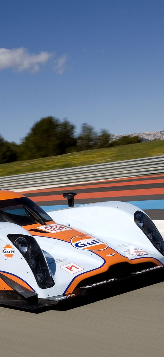 aston martin, lmp1, 2009, white, side view, sports, nature