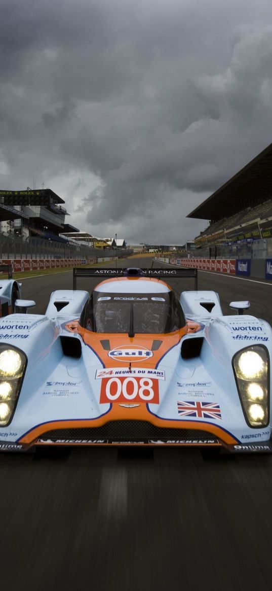 aston martin, lmp1, 2009, white, front view, cars, speed