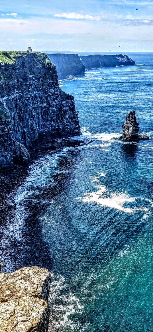 cliffs, ocean, rocks, landscape