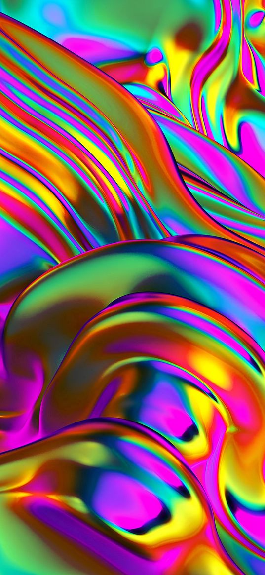 waves, lines, rainbow, bright, color, abstraction