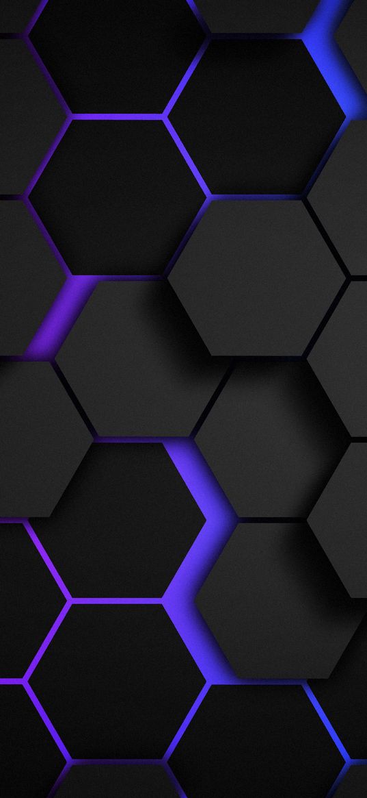 honeycombs, cells, hexagons, overlay, purple, blue, black