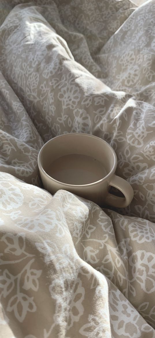 coffee, bed, blanket, morning, comfort