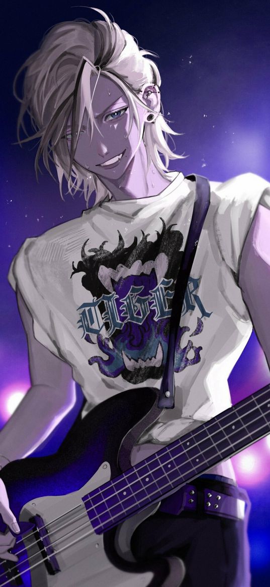 boy, anime, art, musician, guitar