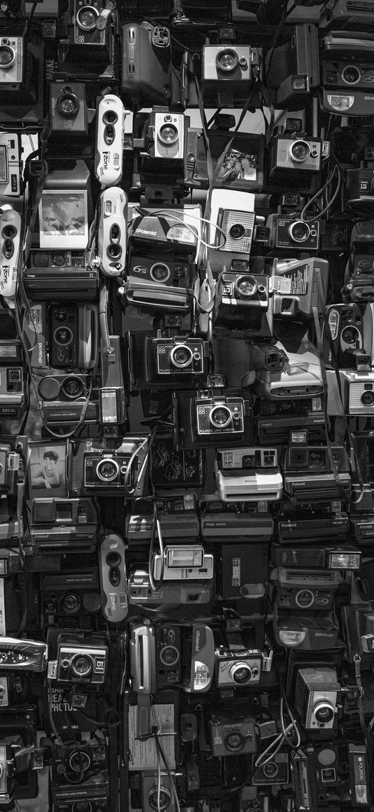 cameras, polaroid, appliances, black and white