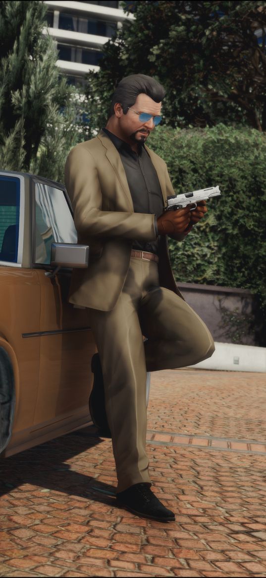 michael, gta 5, game, gangster, weapon, car