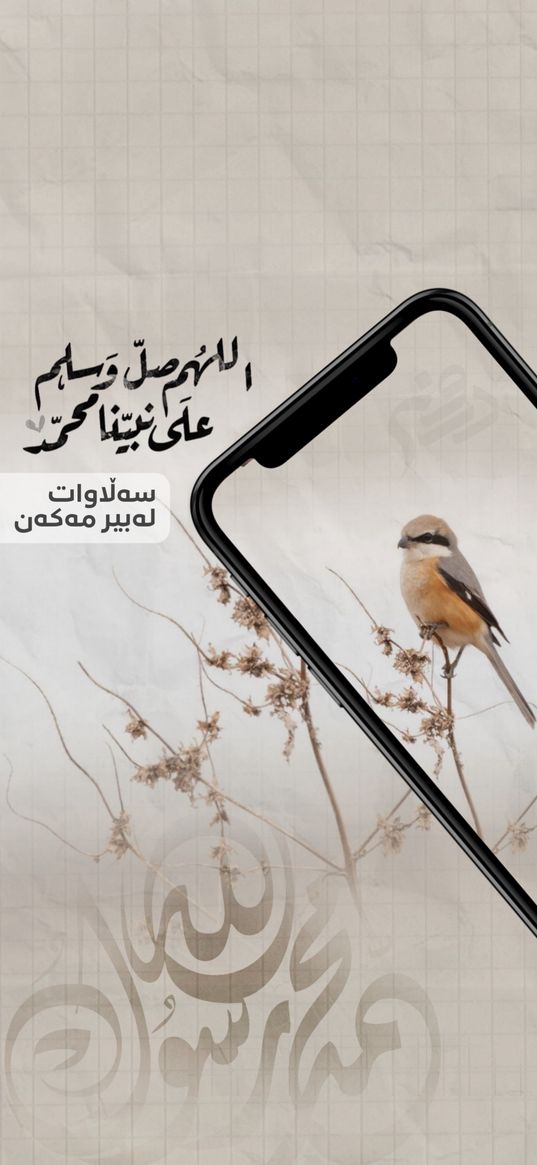 bird, tree, smartphone, hieroglyphs, notebook