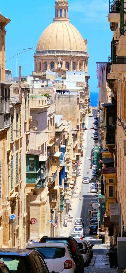 valletta, malta, houses, street, architecture, cars, city