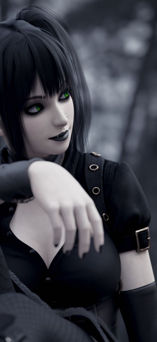 anime, art, girl, goth