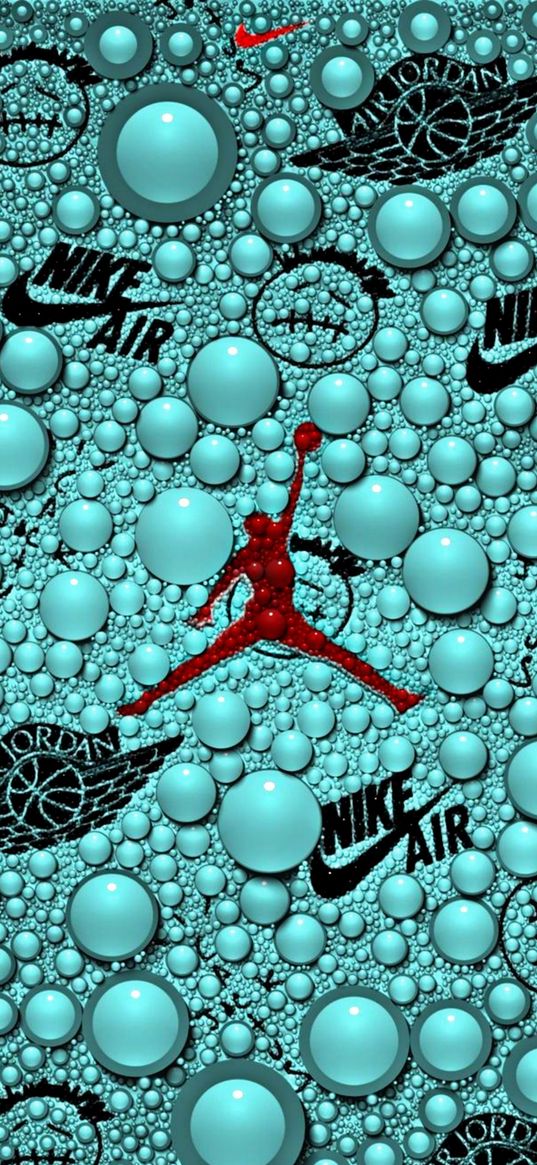 nike, air jordan, logo, brand, bubbles, wallpaper