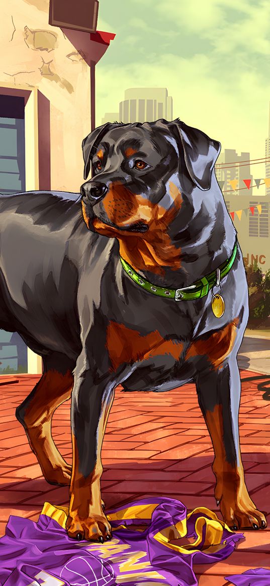 rottweiler, dog, gta 5, game, art