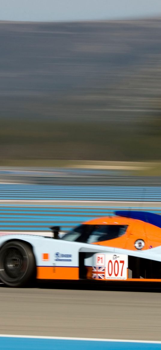 aston martin, lmp1, 2009, white, side view, style, speed, trees