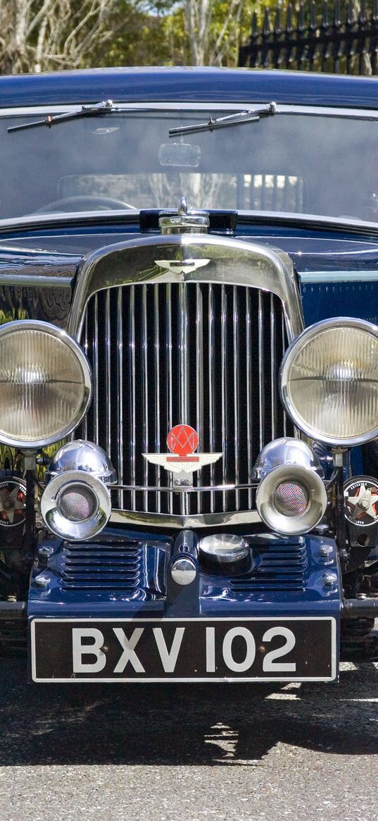 aston martin, mkii, 1934, blue, front view, cars, grass