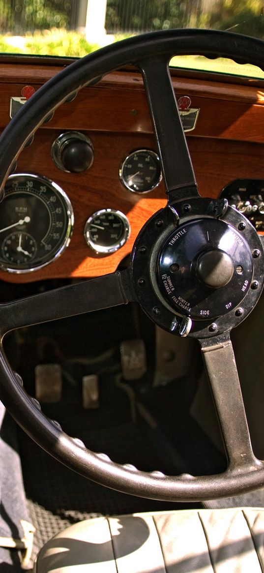 aston martin, mkii, 1934, salon, steering wheel, speedometer