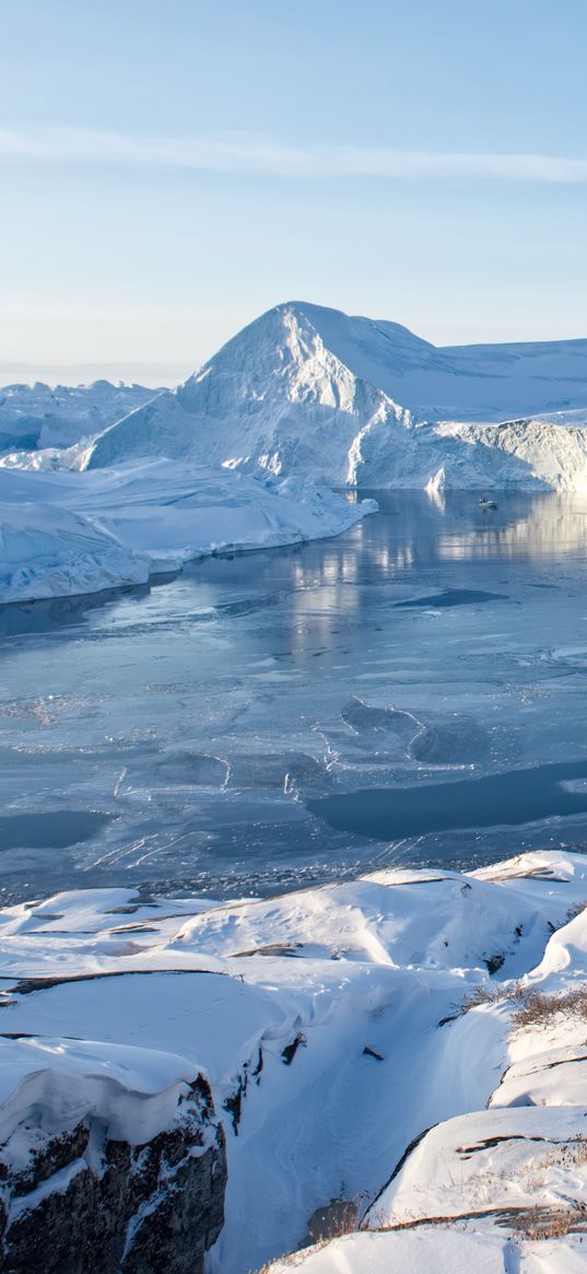 glacier, ice, snow