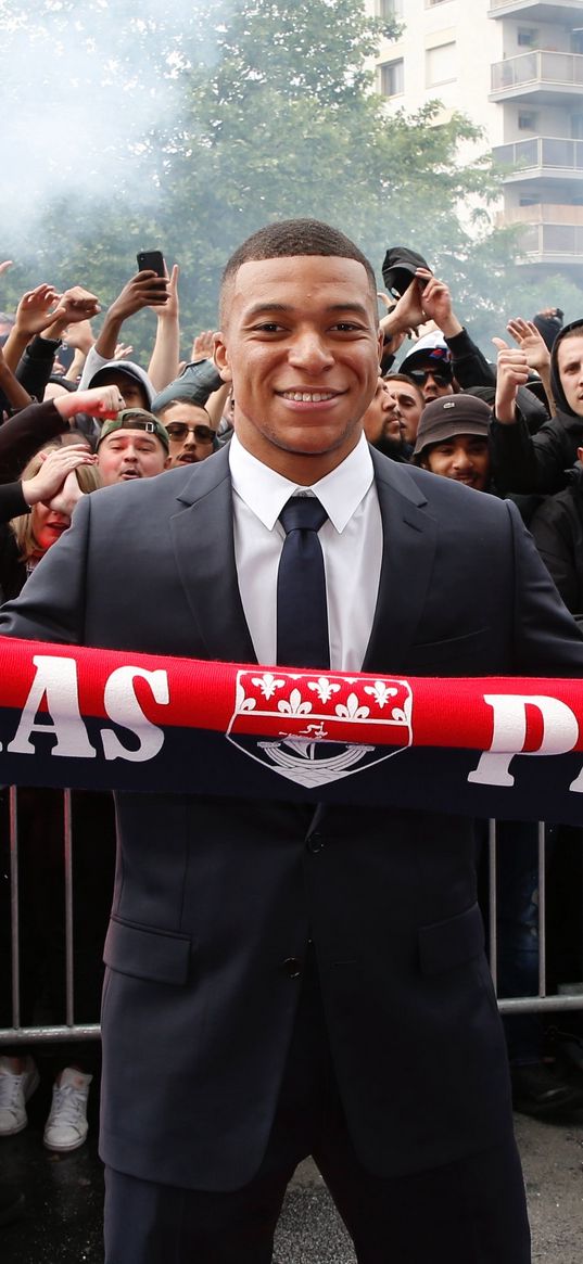 mbappe, footballer, psg, football, suit, scarf