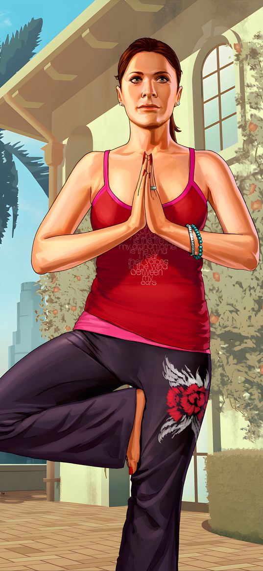 gta 5, amanda, girl, yoga, art