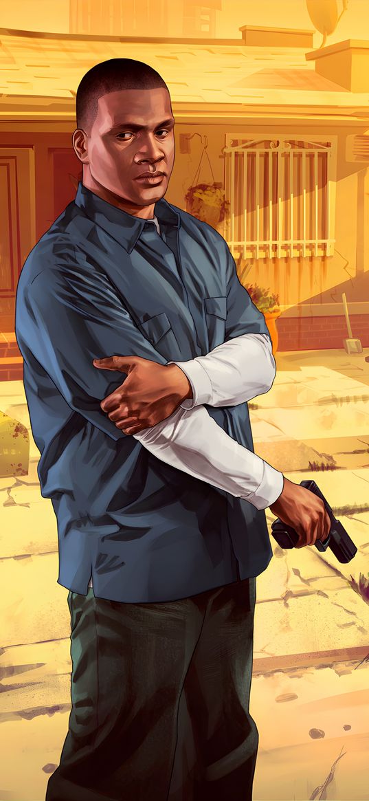 gta 5, art, drawing, franklin, gun, gangster