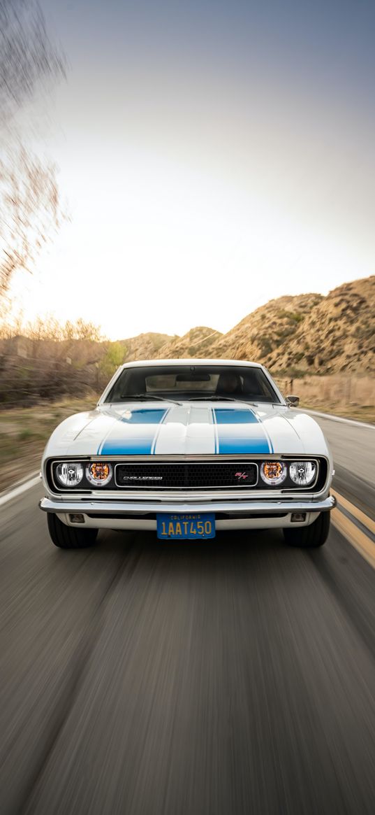 dodge, challenger, muscle car, car, road, desert, mountain, automotive