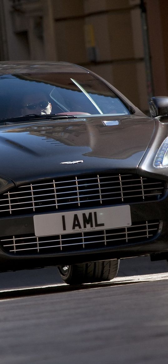 aston martin, rapide, 2009, black, front view, style, auto