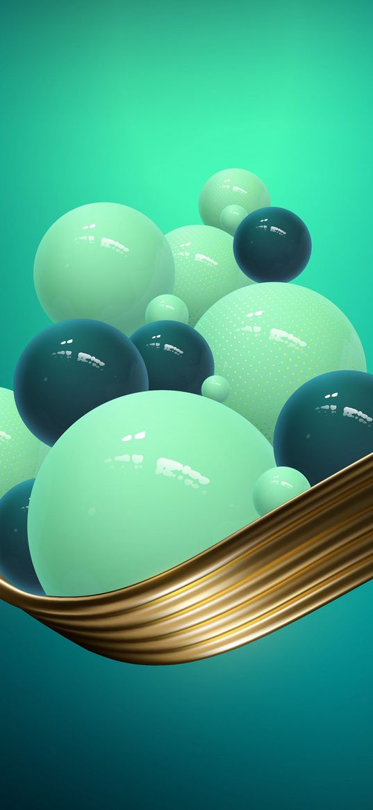 balls, green, dark green, 3d