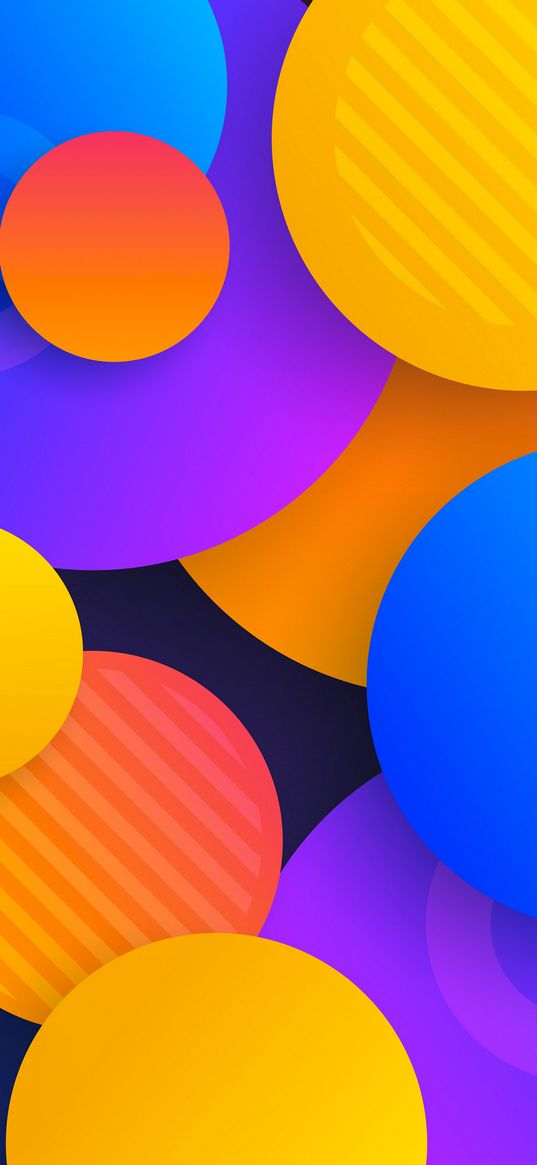 circle, colourful, abstraction, yellow, blue, orange, purple