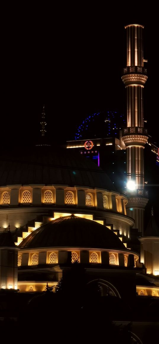 mosque, night, city, lights