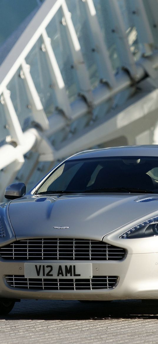 aston martin, rapide, 2009, silver, front view, auto