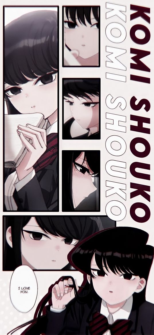 komi shouko, komi-san wa, anime, girl, collage, art