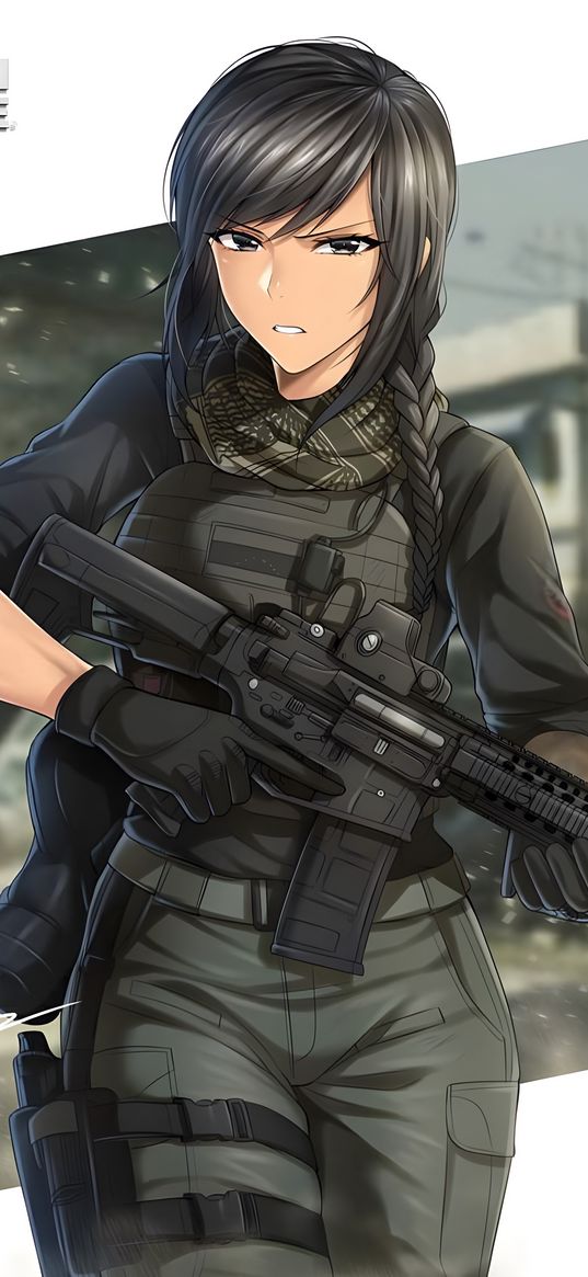 mara, call of duty, game, anime, girl, soldier, weapon, art, poster