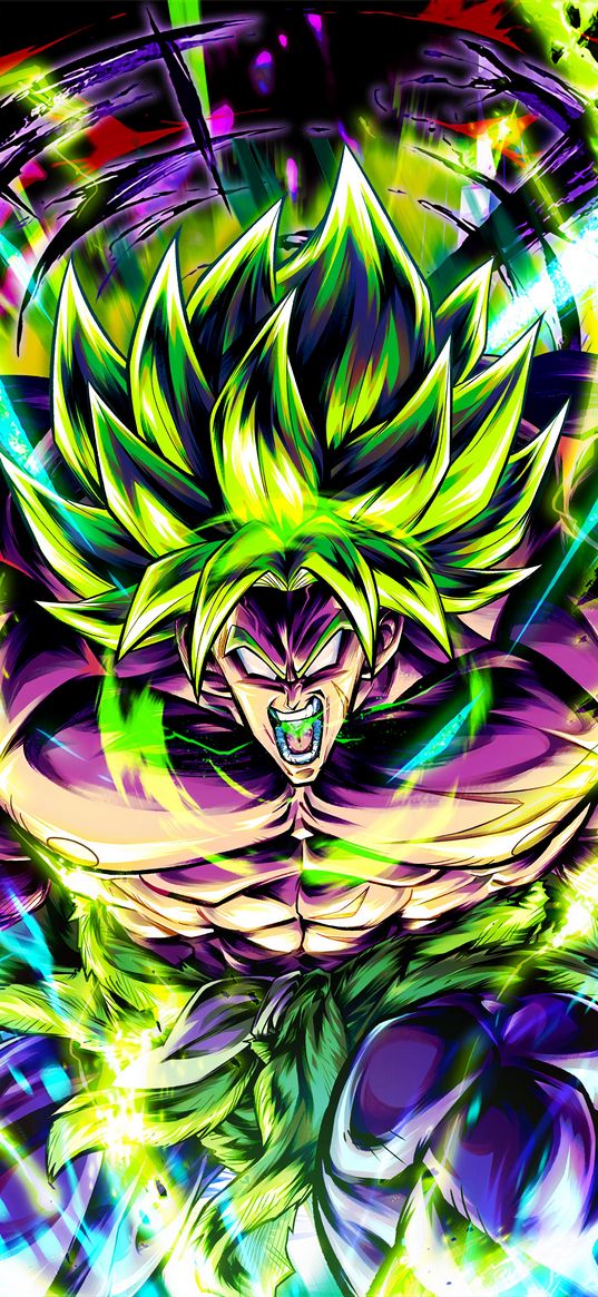 broly, dragon ball legends, character, rage, art