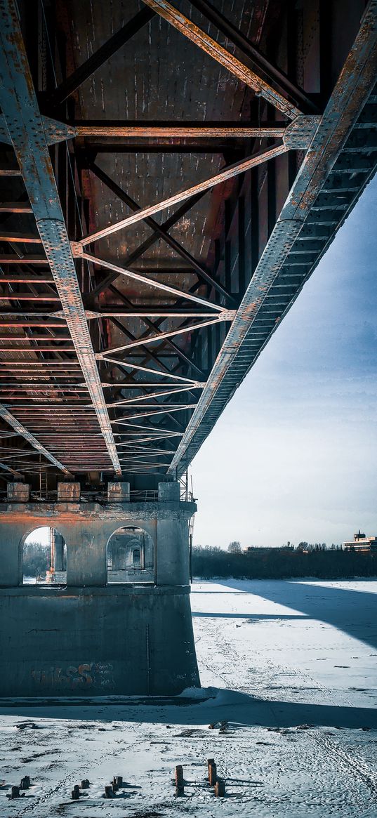 bridge, metal, siberia, winter