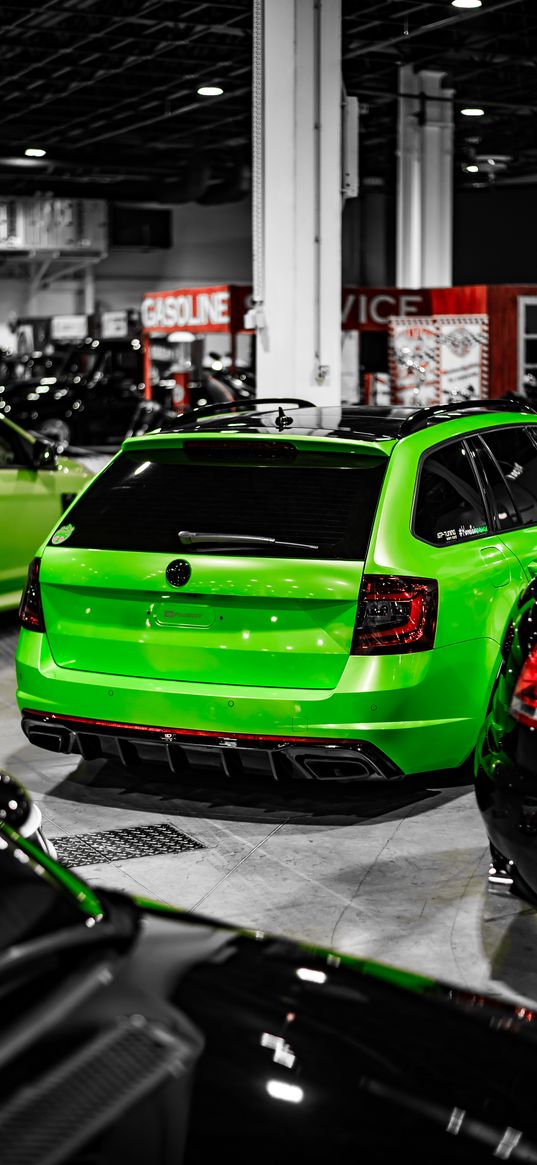 skoda, car, green, car dealership