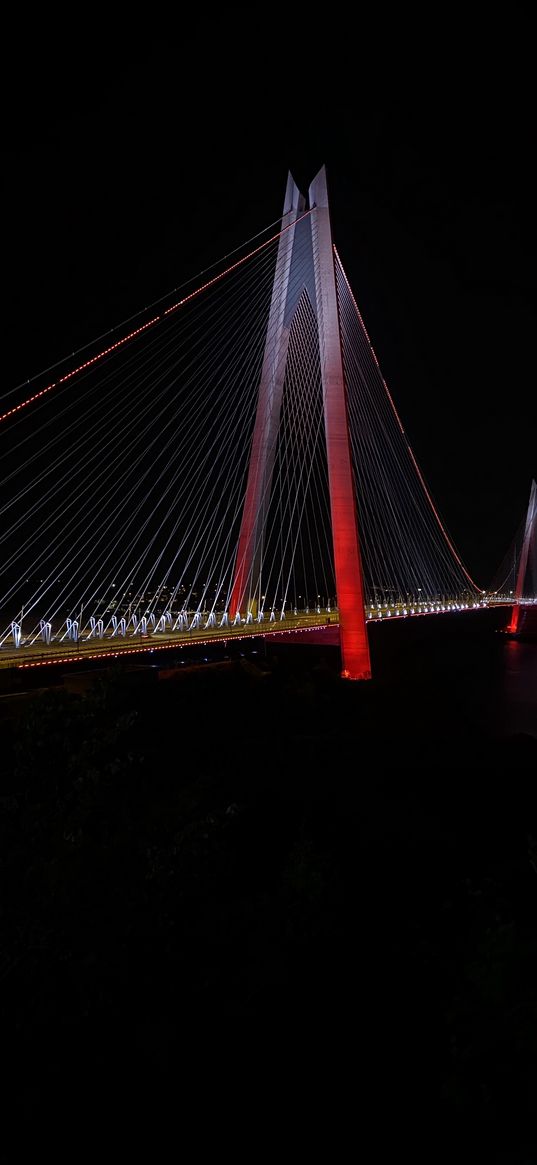 sultan selim yavuz bridge, turkey, night, lights, red