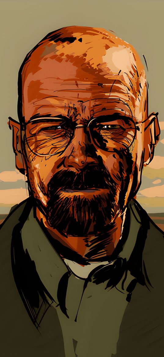 heisenberg, walter white, breaking bad, tv series, man, glasses, drawing, art