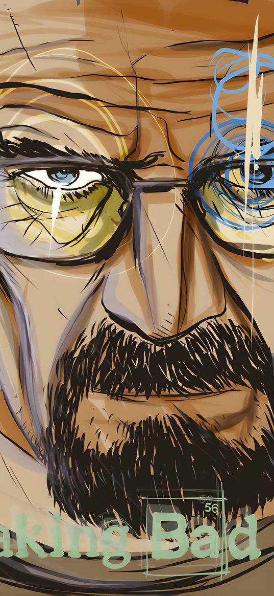 heisenberg, walter white, breaking bad, tv series, man, glasses, drawing, art, poster