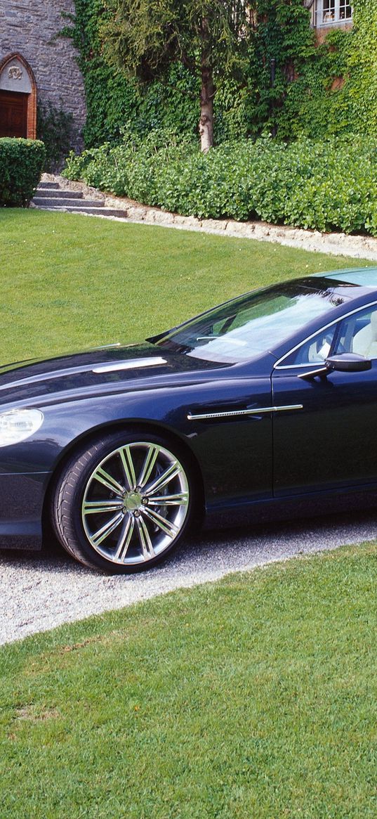 aston martin, rapide, 2006, blue, side view, concept car, nature