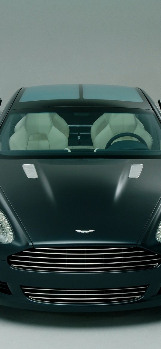 aston martin, rapide, 2006, black, front view, concept car, sport