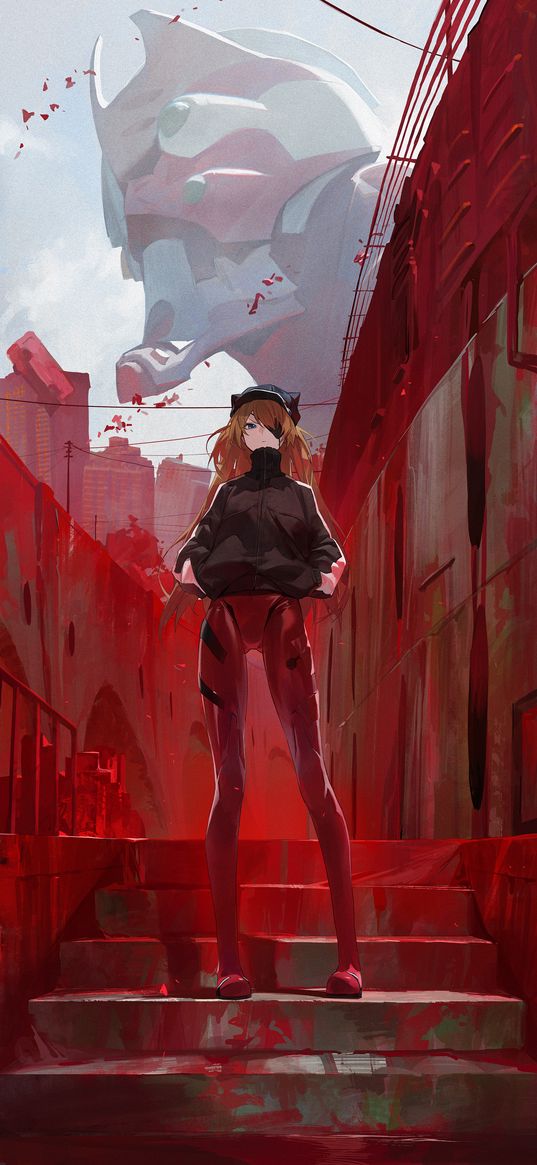 souryuu asuka langley, evangelion, anime, girl, art