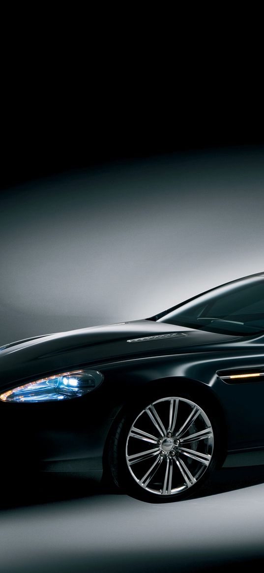 aston martin, rapide, 2006, black, side view, concept car, auto