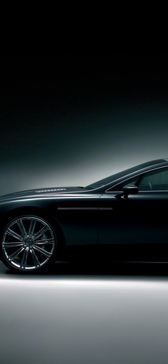 aston martin, rapide, 2006, black, concept car, side view, style