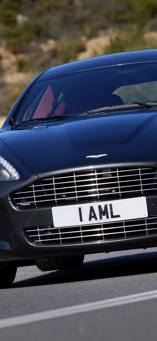 aston martin, rapide, 2009, black, front view, style, asphalt